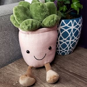 2/$35 Pink smiley baby succulent pot plushie